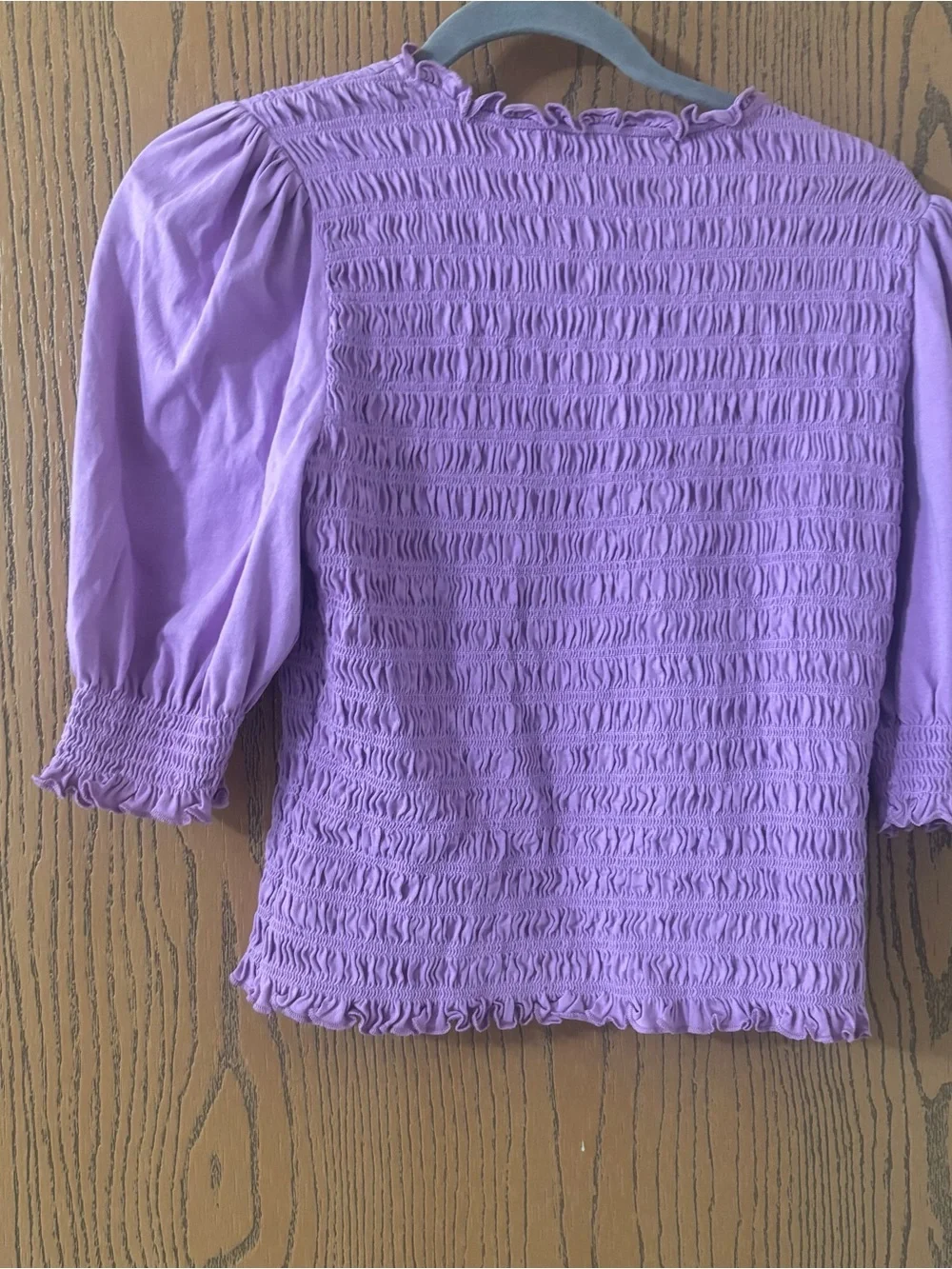 Veronica Beard Langston Smocked Puff Sleeve Top Violet Purple size S NWOT - Picture 6 of 6
